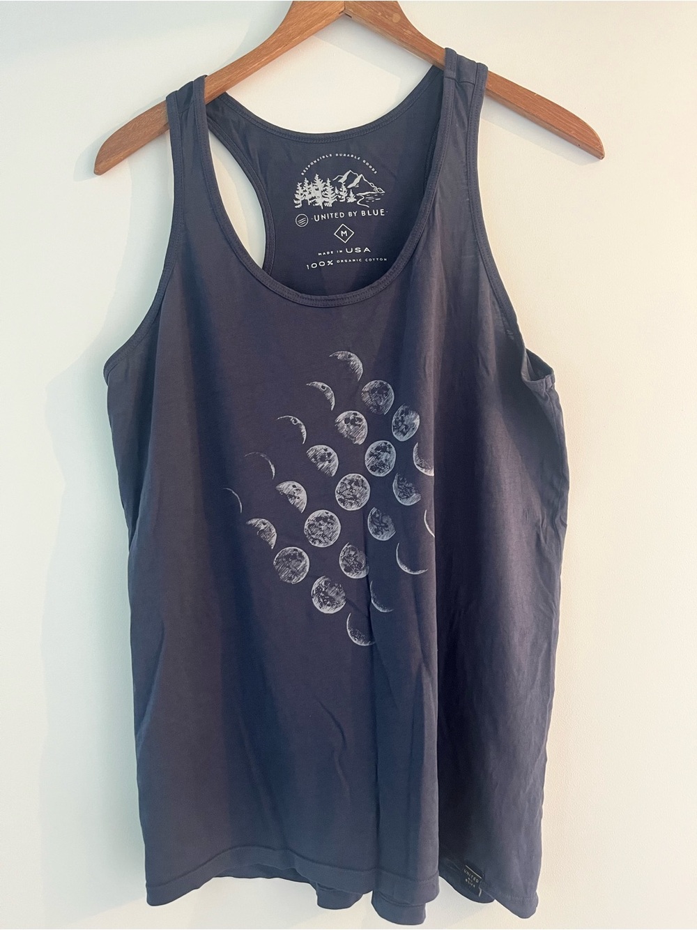 United by Blue moon phases cotton racerback tank women’s medium